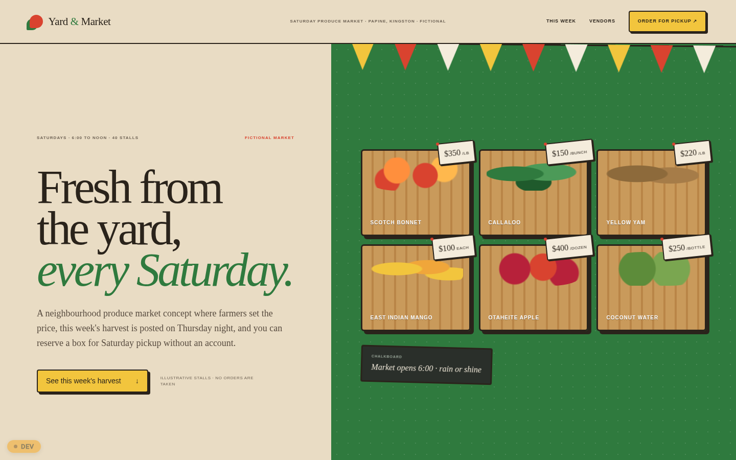Yard & Market interface preview