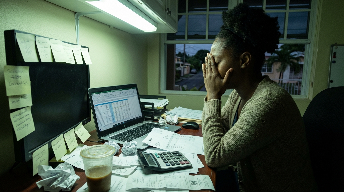 Business owner overwhelmed with manual accounting