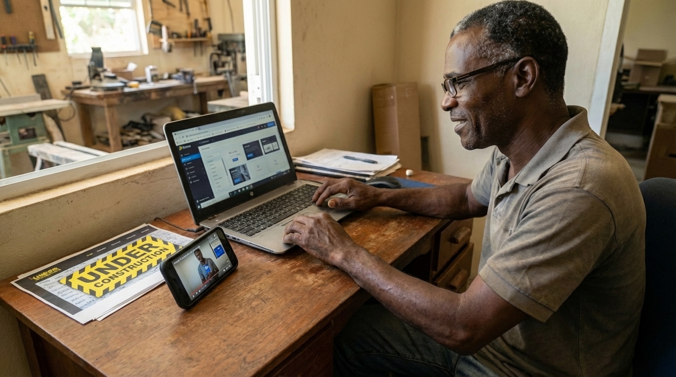 Business owner directing website work in Phoros